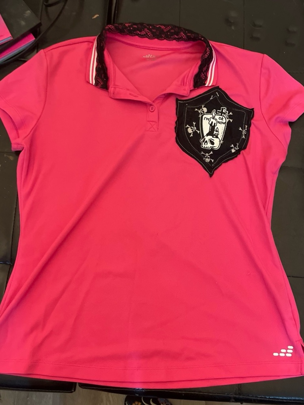 bcg Hot Pink Girls Polo with Black Embroidered Patch